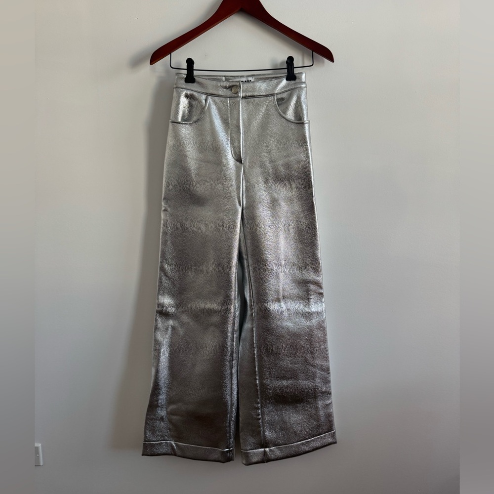 Size 2 Laagam Silver Wide Leg Metallic Pants